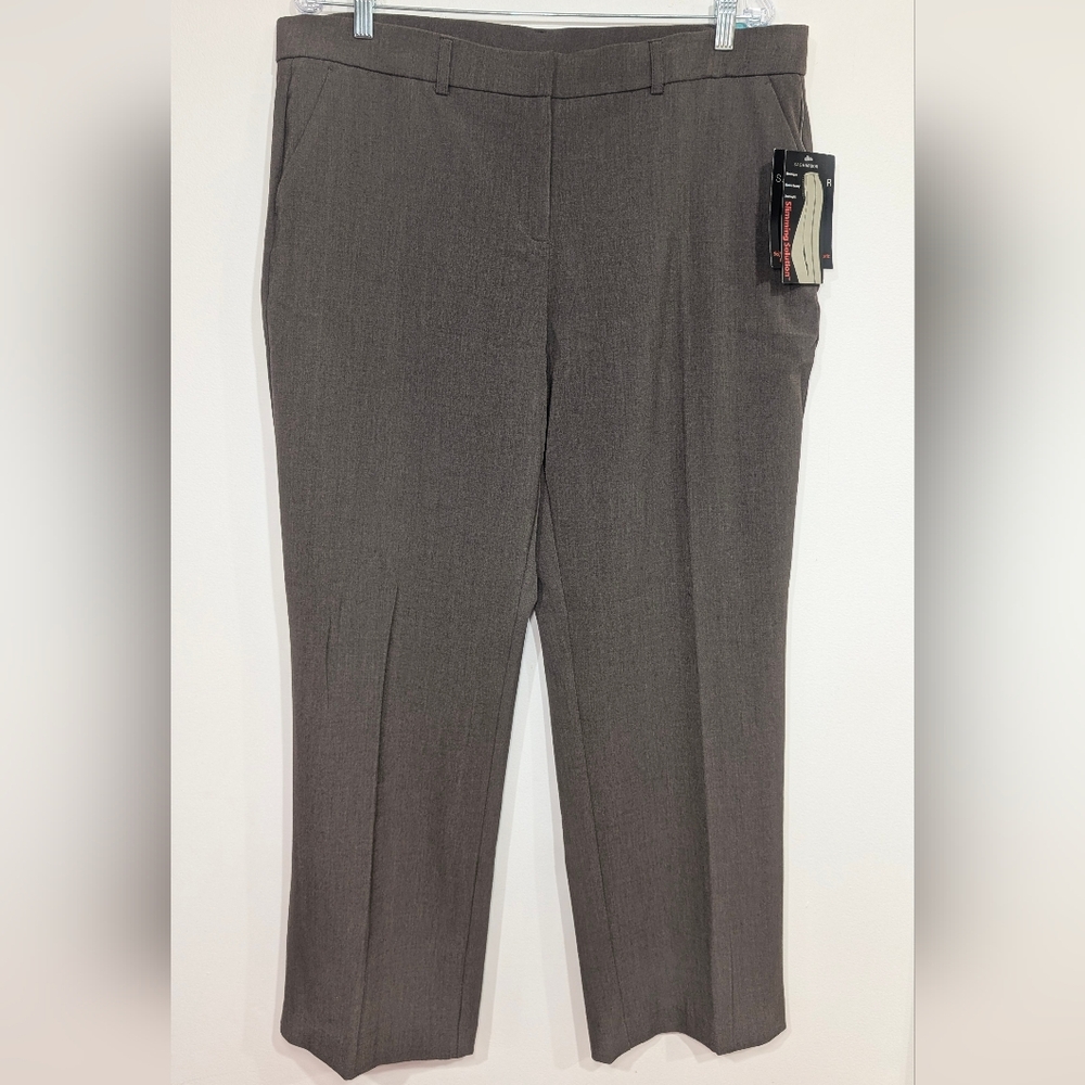 NEW Sag Harbor Brown Stretch Slimming Dress Pants Trousers Women's 16 Short